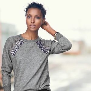 J. Crew Jeweled Raglan Sweatshirt